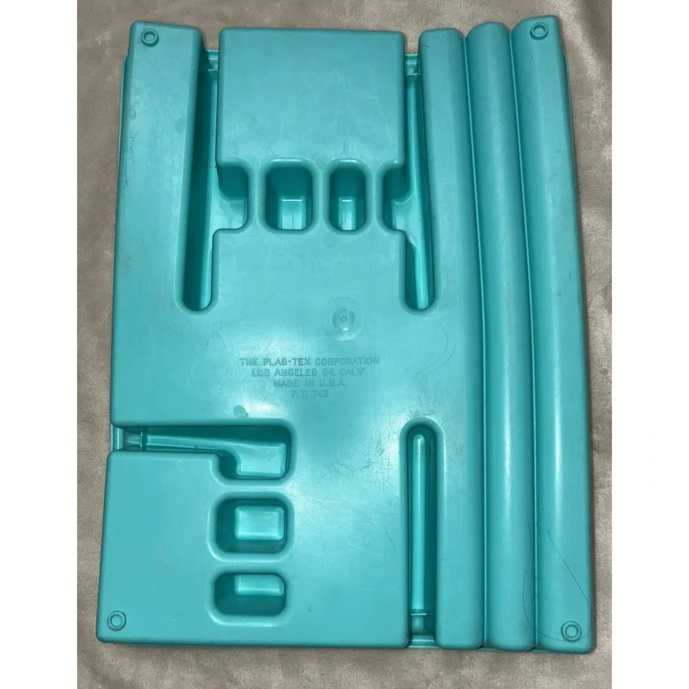 PLAS-TEX‎ Divided Silverware  Flatware Storage Tray Blue Turquoise USA Vintage
